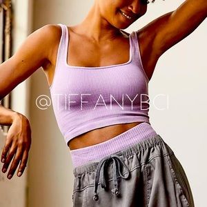Free People Happiness Runs Square Neck Crop Bright Lilac